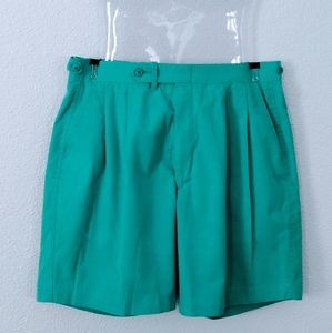 Vintage Teal Mid-Thigh Pleated Travel Shorts